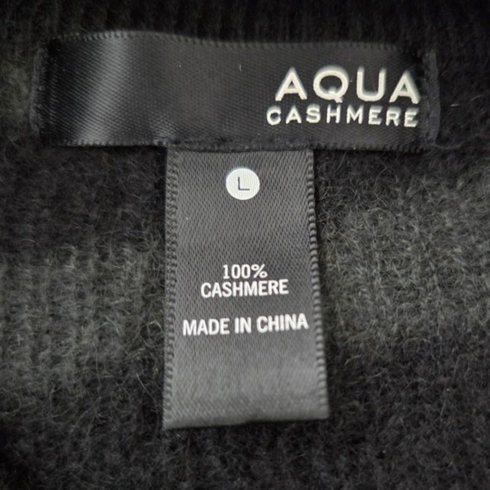 AQUA Cashmere Zebra Stripe‎ Balloon Sleeve Mock Neck Sweater Sz L Luxury Soft - Picture 6 of 7